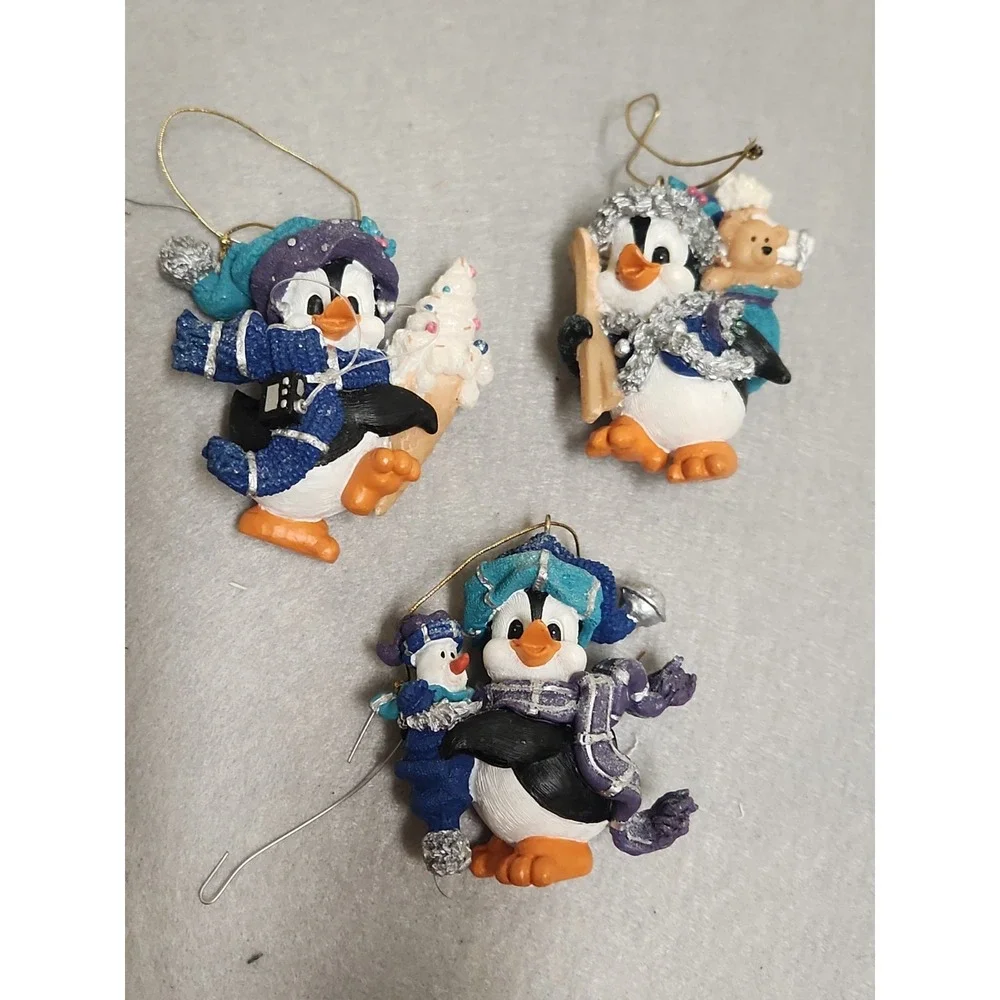 Lot Of 3 Christmas Penguin Ornaments